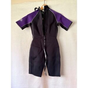 Jobe Power Stretch Shorty Wetsuit Purple Black Neoprene Size 7-8 Vintage Womens